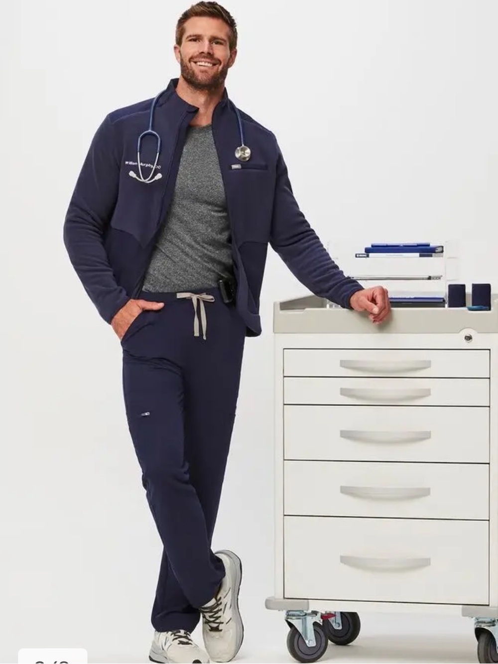 Figs Men's Navy Drawstring Scrub Pants